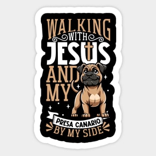 Jesus and dog - Dogo Canario Sticker